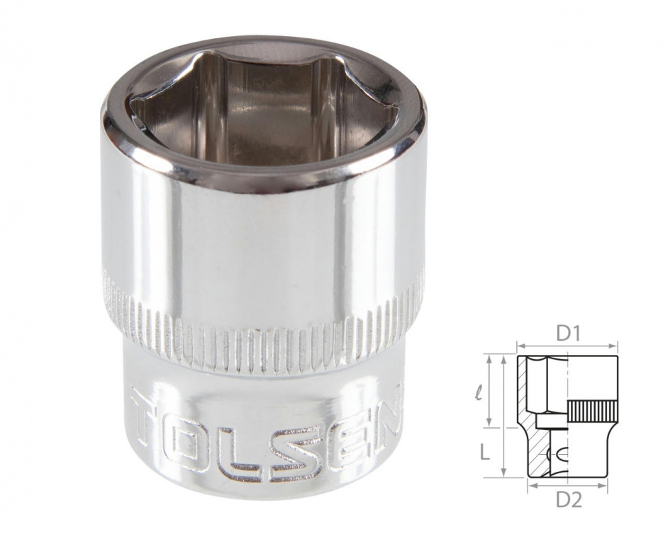 Головка торцевая стандартная шестигранная 3/8", 18 мм TOLSEN TT16318